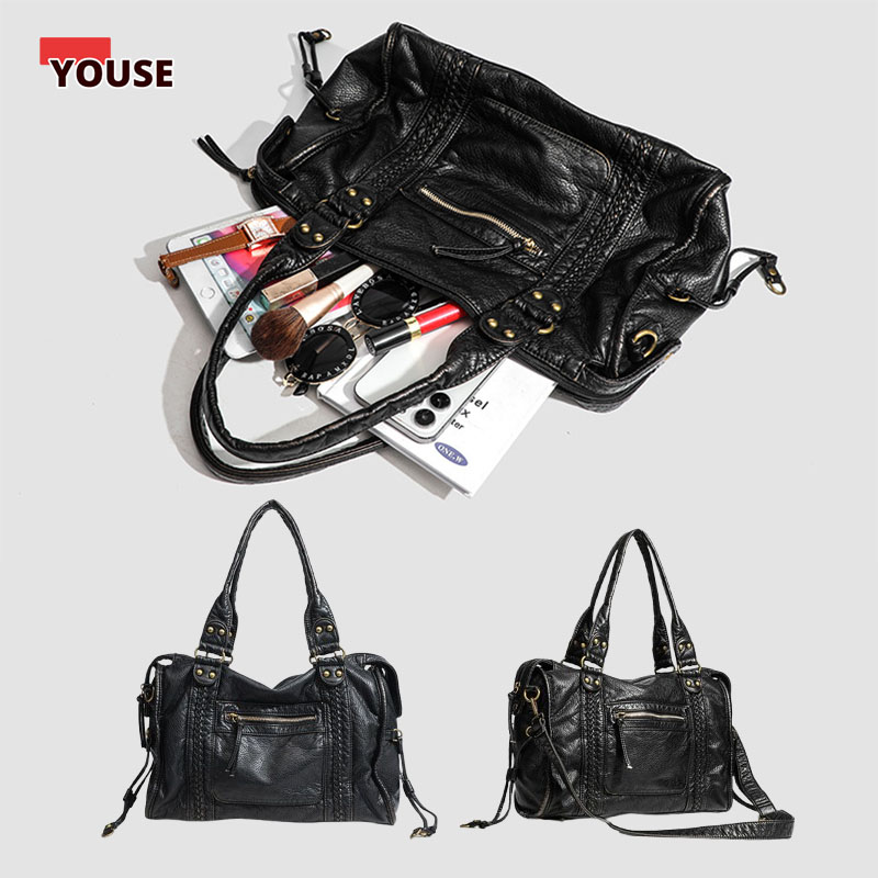 ​​Braided Trim Black Leather T - Leather Work Bag Women ulasan dan harga