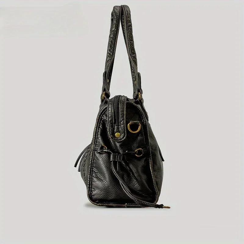 ​​Braided Trim Black Leather T - Leather Work Bag Women ulasan dan harga
