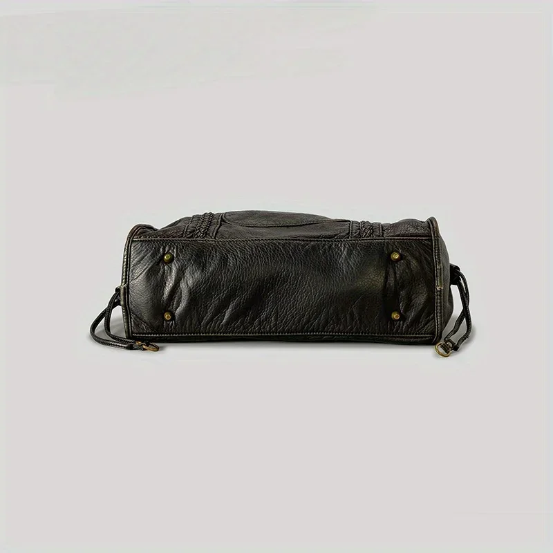 ​​Braided Trim Black Leather T - Leather Work Bag Women ulasan dan harga