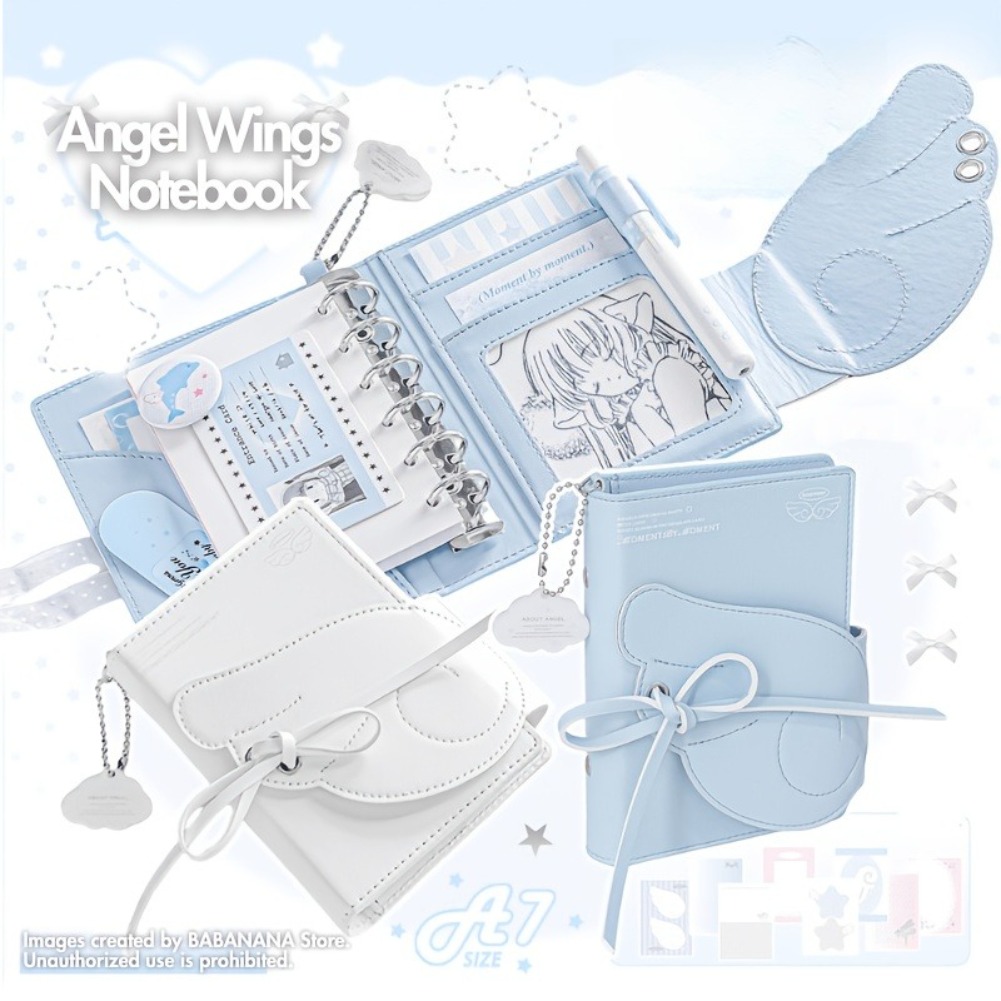 Kawaii Angel Wings Notebook A7 - Leather Work Diary ulasan dan harga