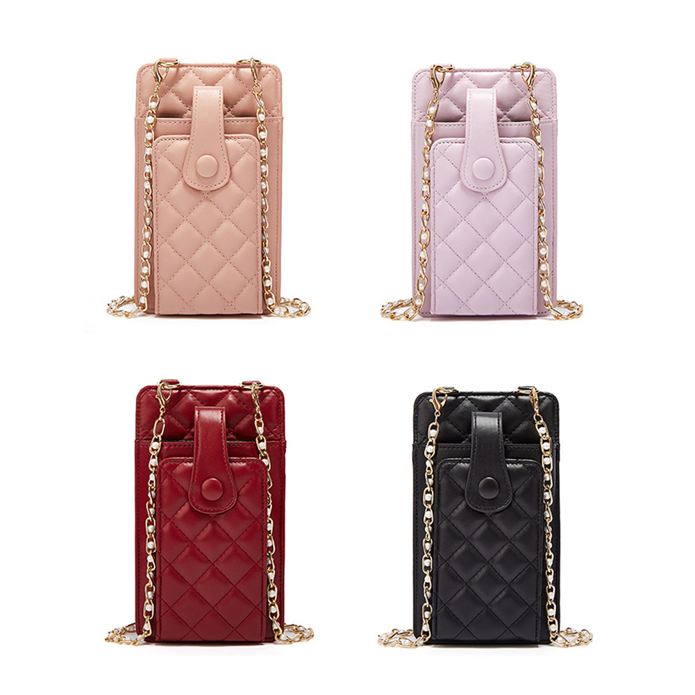 Women Check Pattern Chain Phon - Leather Work Bag Women ulasan dan harga