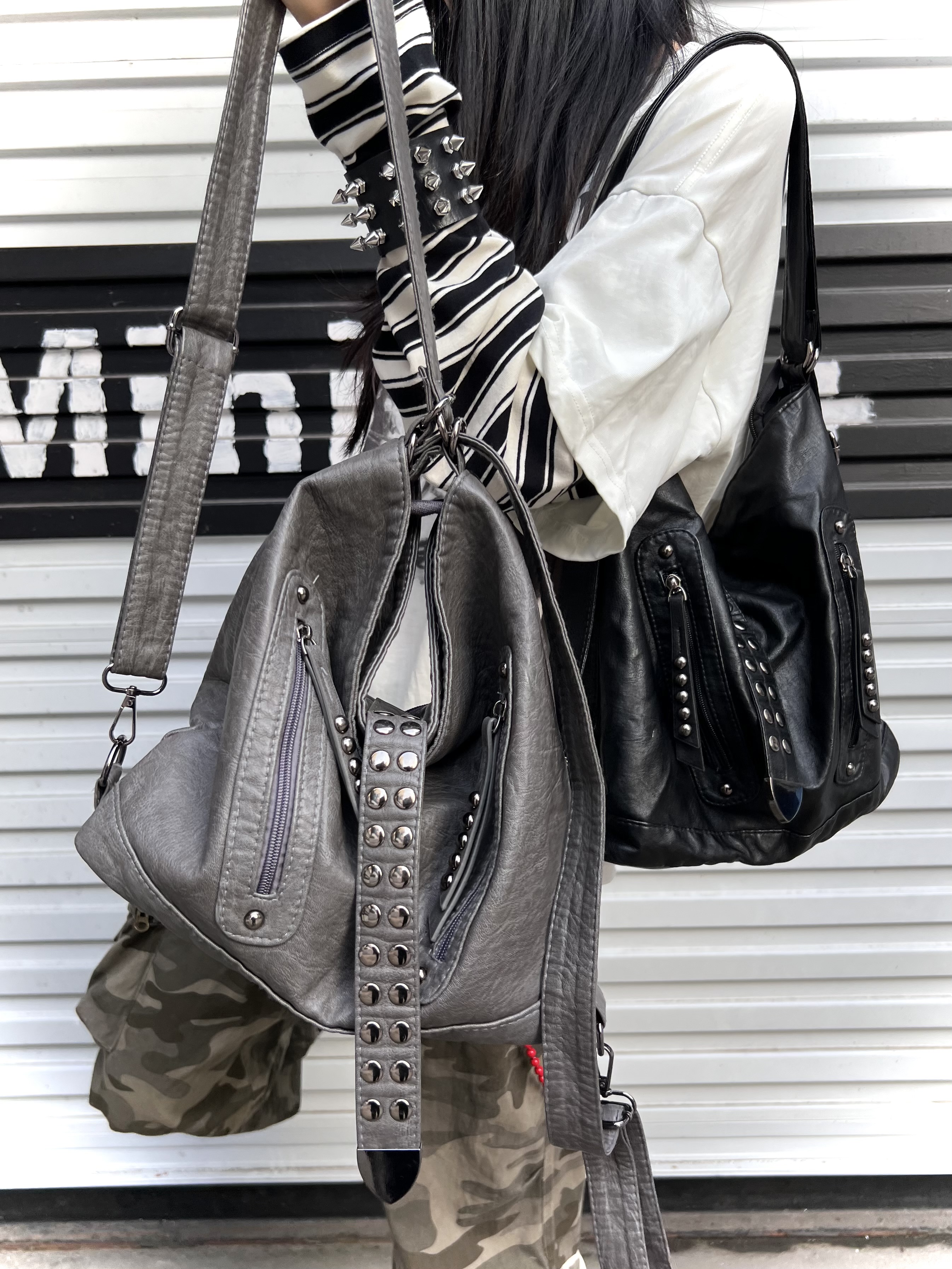 Retro Rivet Spice Girl Handbag - Leatherwork Rivets ulasan dan harga