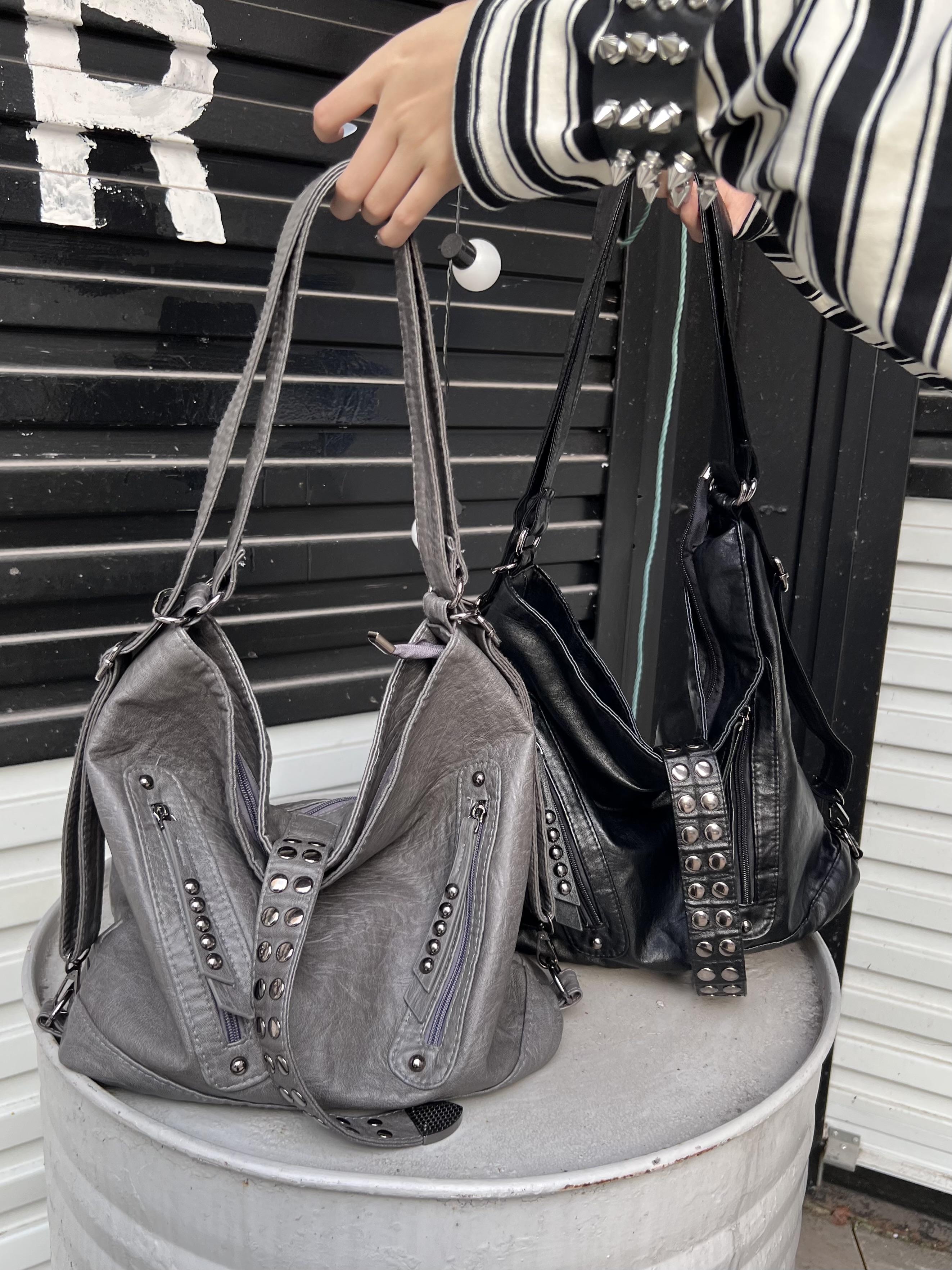Retro Rivet Spice Girl Handbag - Leatherwork Rivets ulasan dan harga