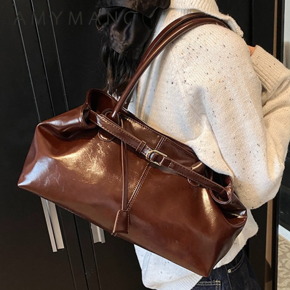 Winter Oil PU Leather Hobo Han - Leather Work Bag Women ulasan dan harga