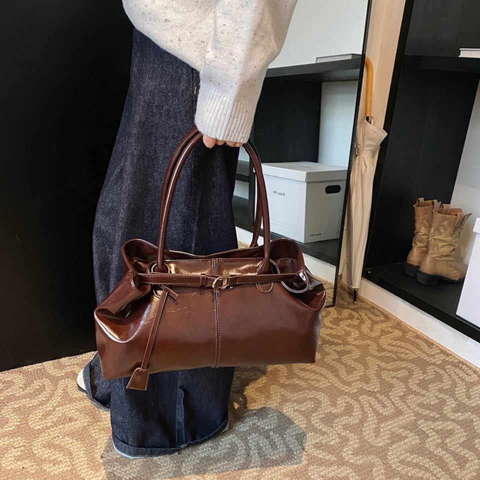 Winter Oil PU Leather Hobo Han - Leather Work Bag Women ulasan dan harga