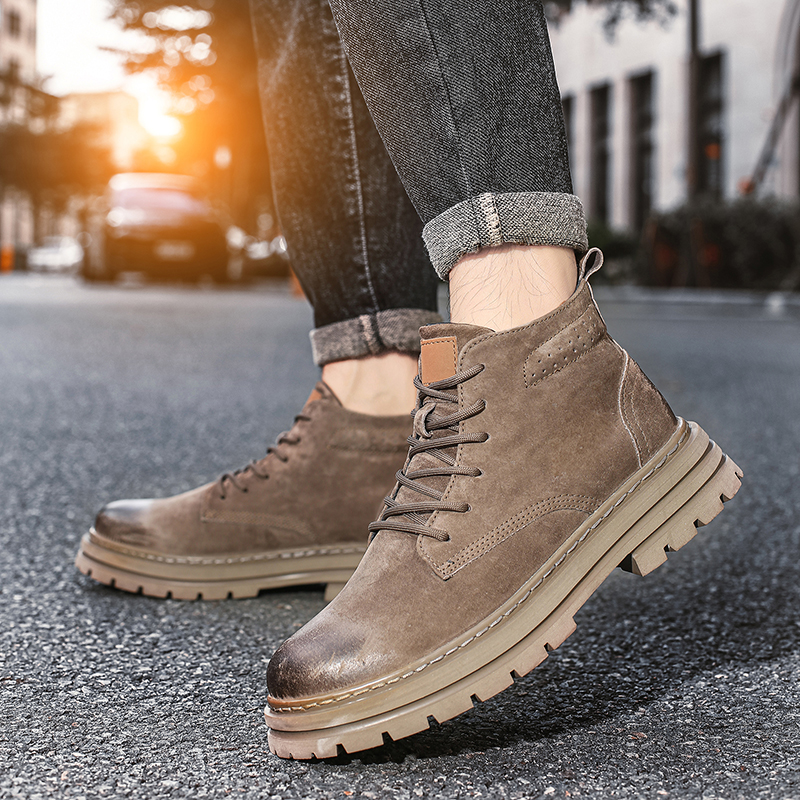 Genuine Leather Men Chelsea Bo - Leather Work Boots ulasan dan harga