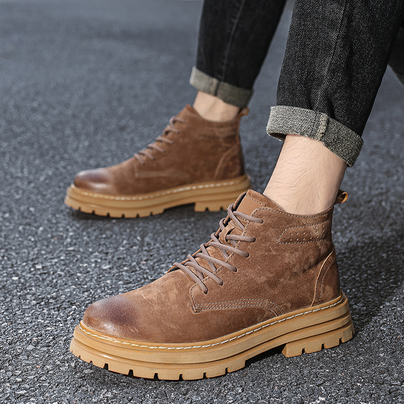 Genuine Leather Men Chelsea Bo - Leather Work Boots ulasan dan harga