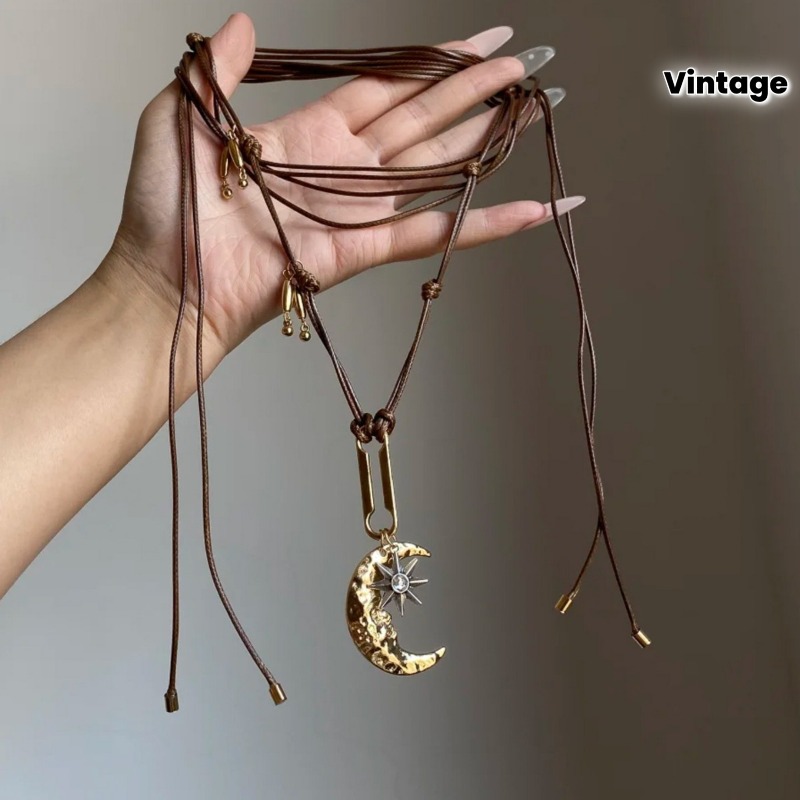 Vintage Gold Color Moon Star P - Leatherwork Rings ulasan dan harga