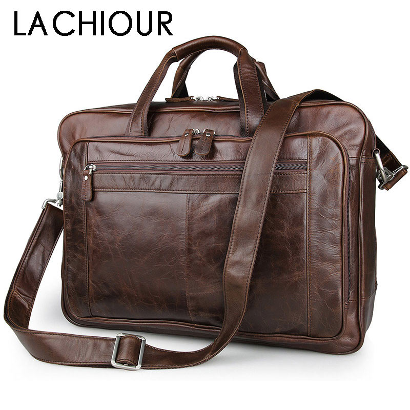 LACHIOUR Genuine Leather Men B - Leather Work Laptop Bag ulasan dan harga