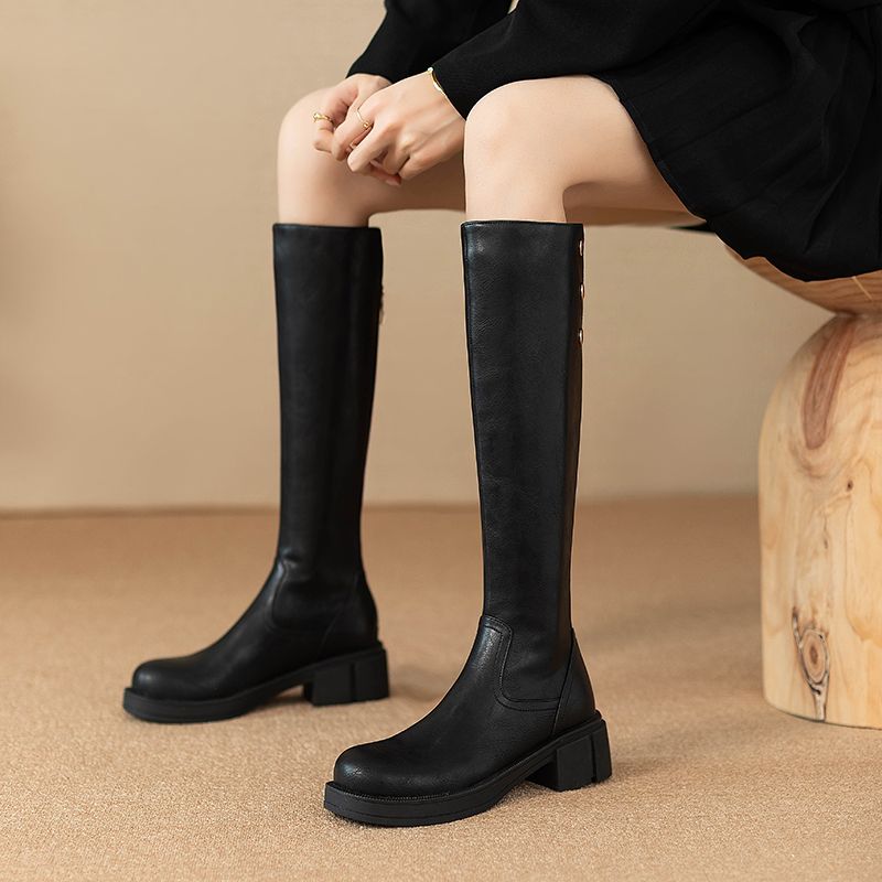 Autumn Winter Middle Heel Ladi - Leather Work Is ulasan dan harga