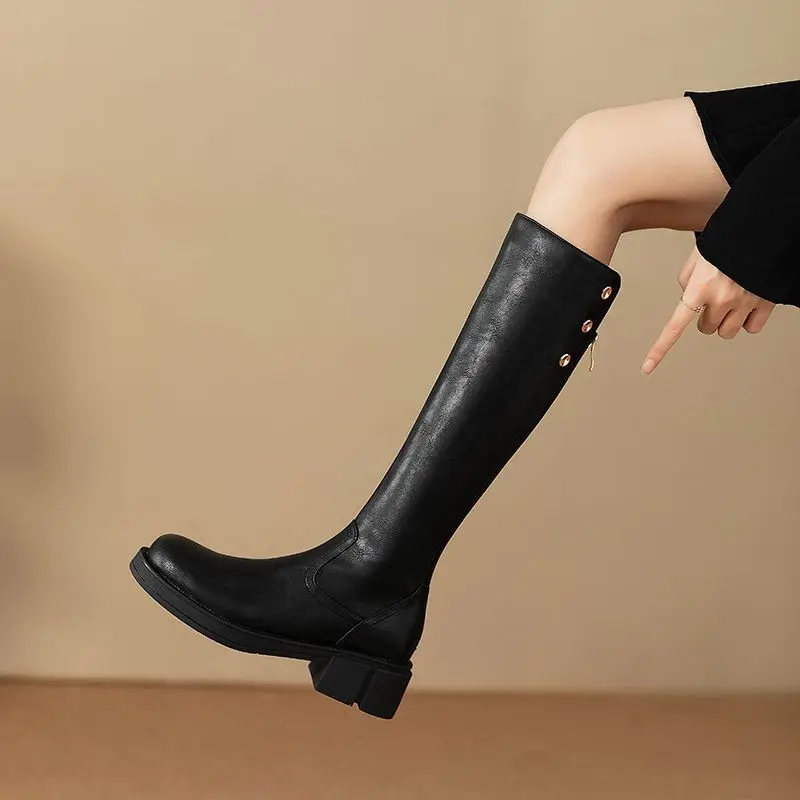 Autumn Winter Middle Heel Ladi - Leather Work Is ulasan dan harga